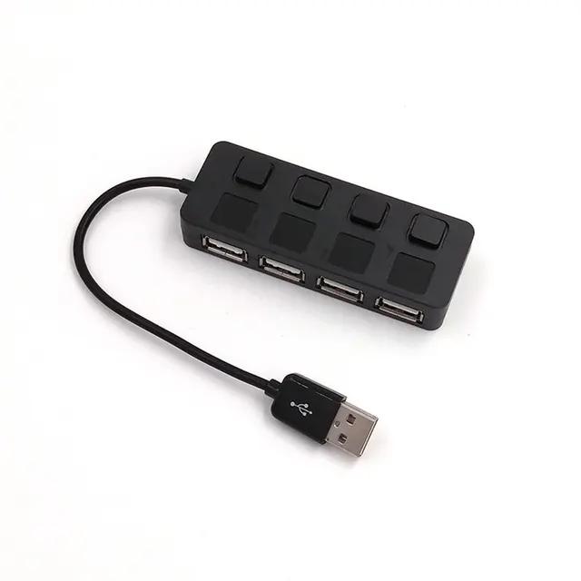 4 Ports USB 2.0 Hub On/Off Switch Splitter Expander Independent 480Mbps Fast Transmission Data Charge Adapter PC Computer