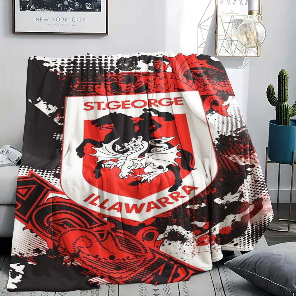 1Pc St George Dragons Print Flannel Blanket High Quality Warm Comfortable Cover for All Seasons Perfect for Gifts Home Decor