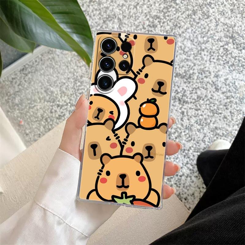 Capybara Cute Clear Case For Samsung Galaxy S26 S25 S24 S23 Ultra S20 S21 FE S22 Plus S26 Ultra S25FE Soft Silicone Phone Cover