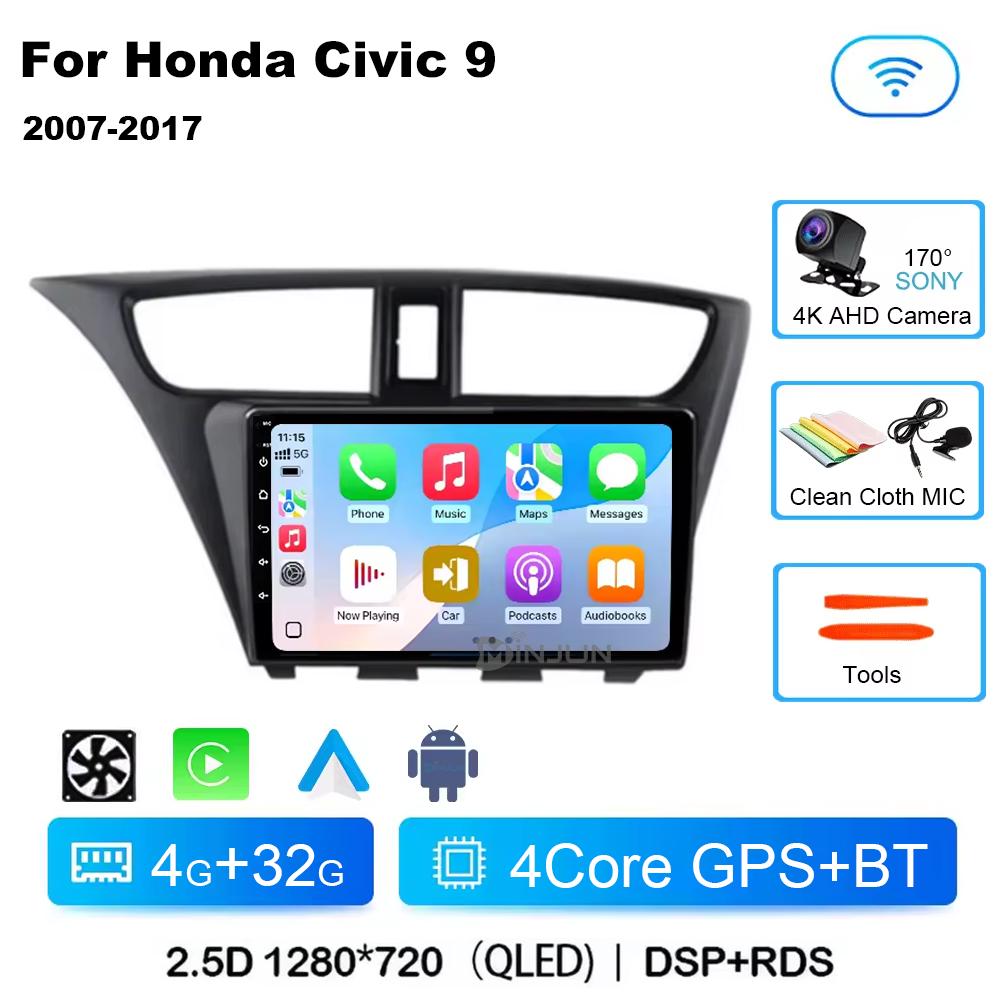 

Carplay Android 14 Автомобильное радио для Honda CIVIC 9 2012-2017 Qualcomm multimedia Видеоплеер Авторадио GSP Навигация Стерео экран