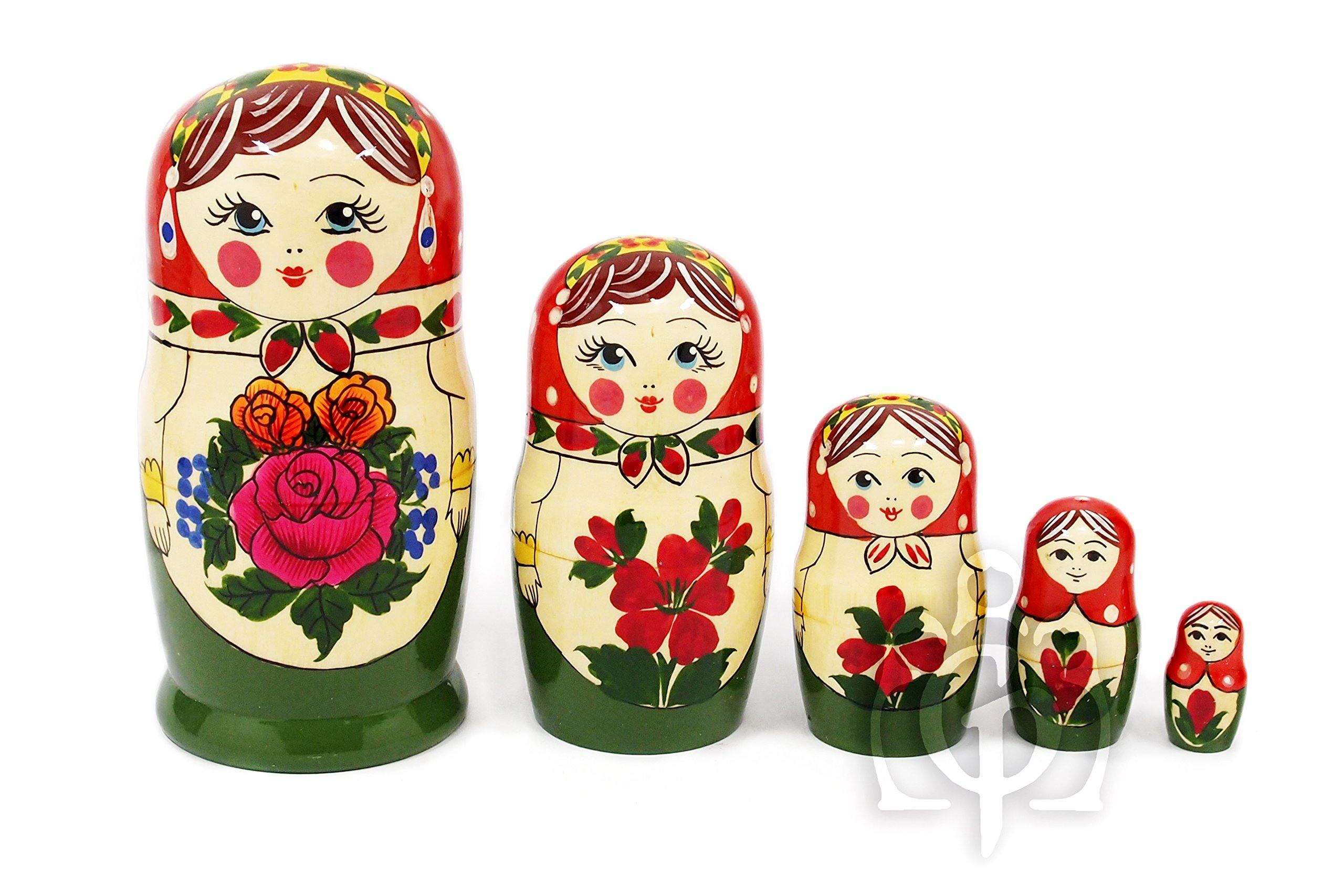 

Семёновская матрёшка набор 16 см Традиционный узор ОРАНЖЕВЫЙ в Алёнка 5 [Сделано в России]