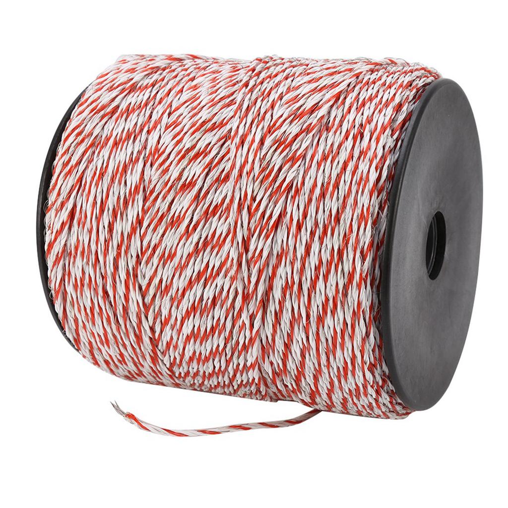 500M White&Red Electric Livestock Fence Wire Stainless Steel Conductive Rope