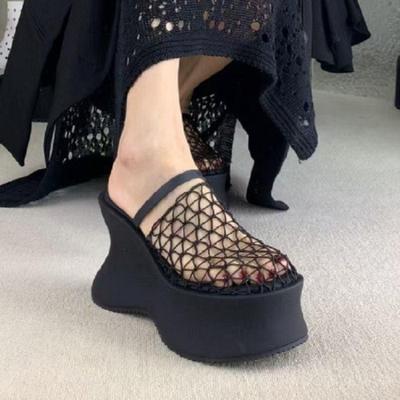 2025 Summer Hollow Out One Strap Bag Slippers Thick Bottom Fishing Net Sandals Comfortable Slippers Women's Shoes