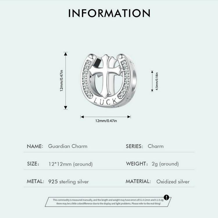 WOSTU 925 Sterling Silver Cross Horseshoe Guardian Charm Beads Fit Original Bracelets Women DIY Jewelry