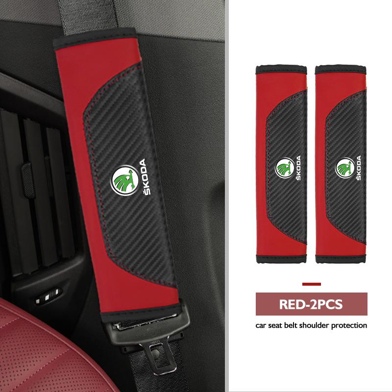 AAABS1 Seat Belt Cover Car Styling Cotton Safety Shoulder Protector Auto Accessories For Skoda Kamiq Karoq Octavia 2 3 Rapid Scala Kami