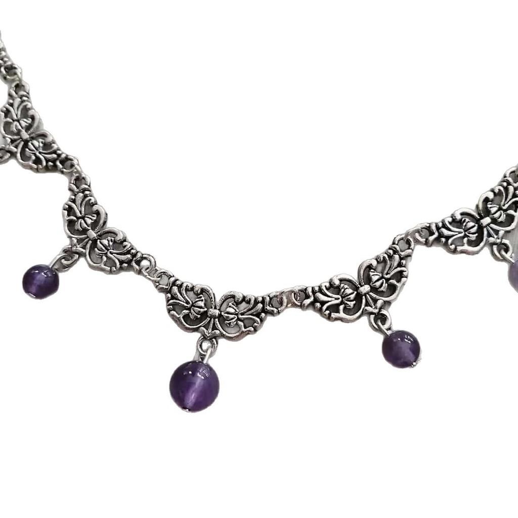 Geometric Purple Crystal Gothic Necklace For Halloween Cosplay Cosmetology