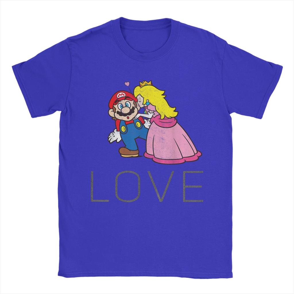 Unisex Super Marios Princess Peach Kiss Love T Shirt  Cotton Tops Vintage Short Sleeve Crewneck Tee Shirt Big Size TShirt