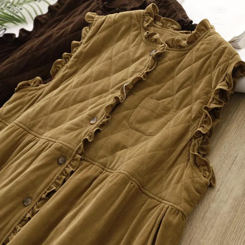 Dress for Woman Cotton Winter Autumn Plus Size Loose Floral Vintage Solid Colours Casual Soft Long Dresses