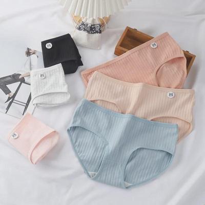 Women's Mid-Waist Cotton Briefs - Breathable, Comfortable, Solid Color