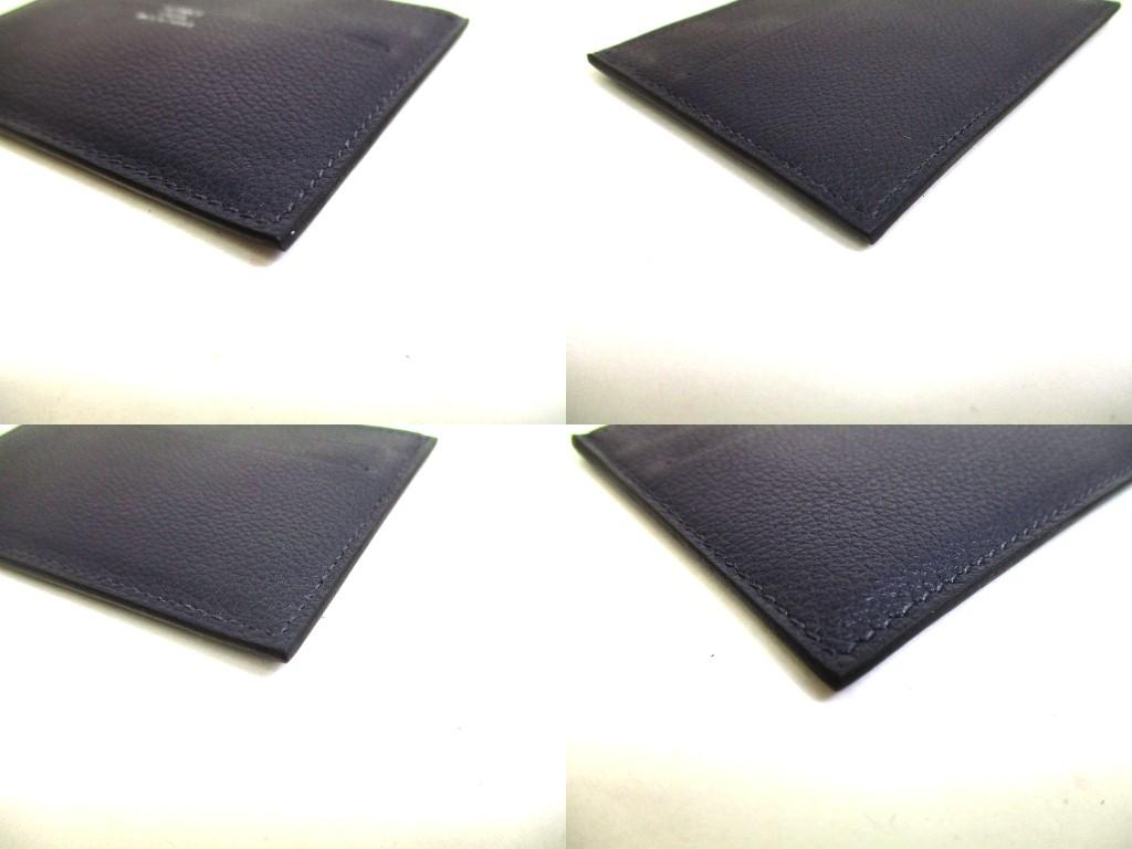 Authentic HERMES Blue indigo Evercolor Card Case Card Holder Citizen Twill Silk In #b247 Seller refurbished