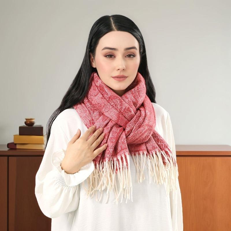 Autumn New Hot-selling Imitation Cashmere Cashew Fringed Scarf Women's Versatile Fashion Thickened Outer Warm Office Shawl