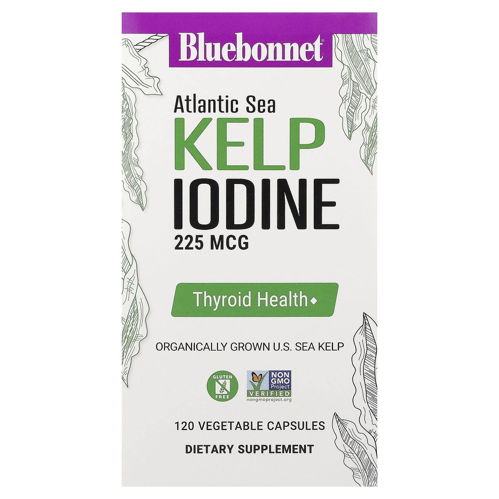 

Bluebonnet Nutrition, Atlantic Kelp Iodine, 225 mcg, 120 Veggie Capsules