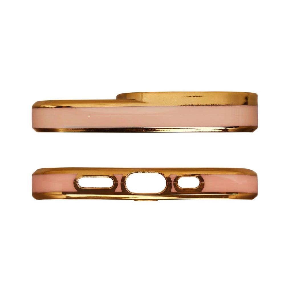 Fashion Case Etui Do Samsung Galaxy A12 5G Żelowy Pokrowiec Ze Złotą Ramką Złoty
