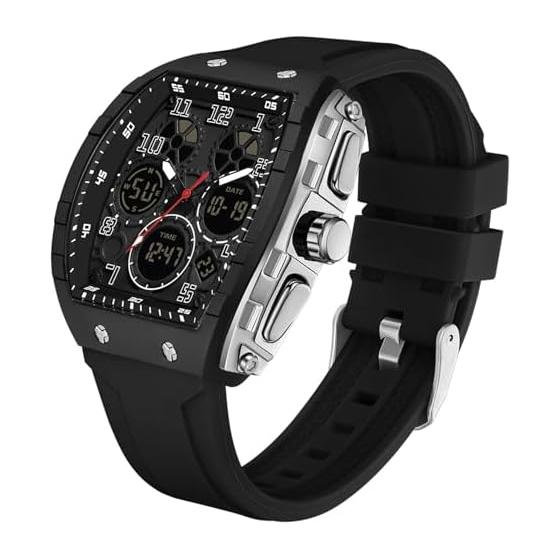 Men s Digital Watch Arm Dual Time Analog Multifunctional Pilot Style Stopwatch Alarm Alarm Alarm Waterproof Design Sports Watch Running Luminous LED