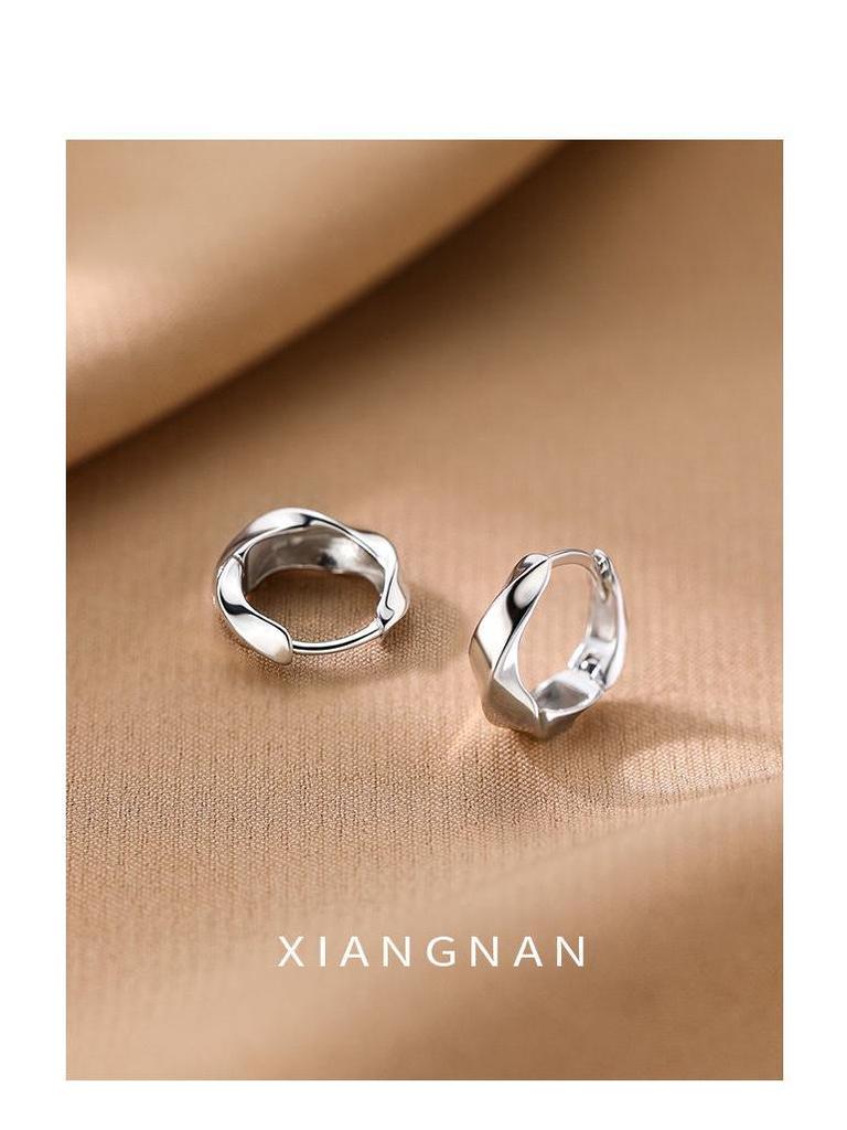 Authentic Möbius Hoop Earrings: Elegant Women's 2025 Sterling Silver Studs