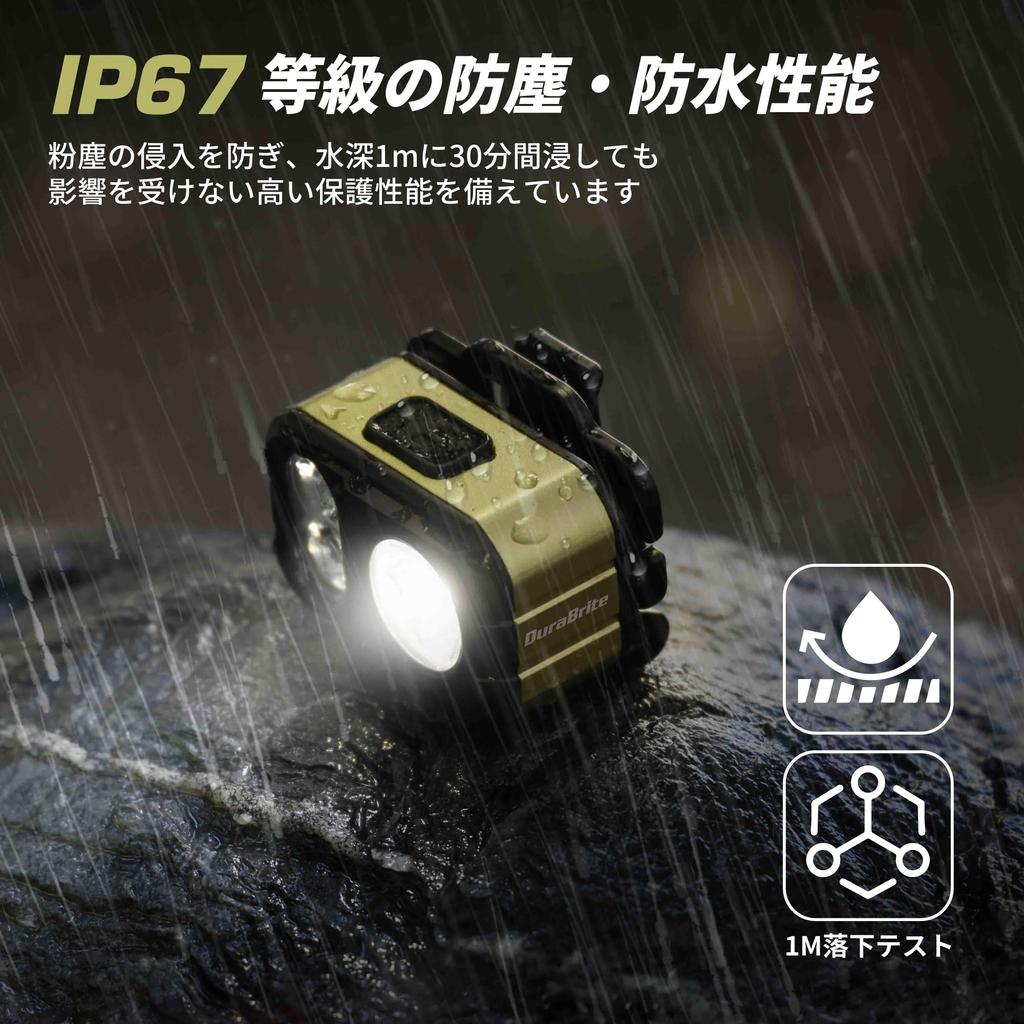 DuraBrite USB Rechargeable Max 400 Memory 7 Lighting and Green IP67 Waterproof and SOS Adjustable for Night and Power Outages Headlamp,
