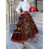 Vacation Style Green and White Abstract Print Midi Skirt for Women Summer Casual High Waist A Line Skirt Trendy Fashion Skirt