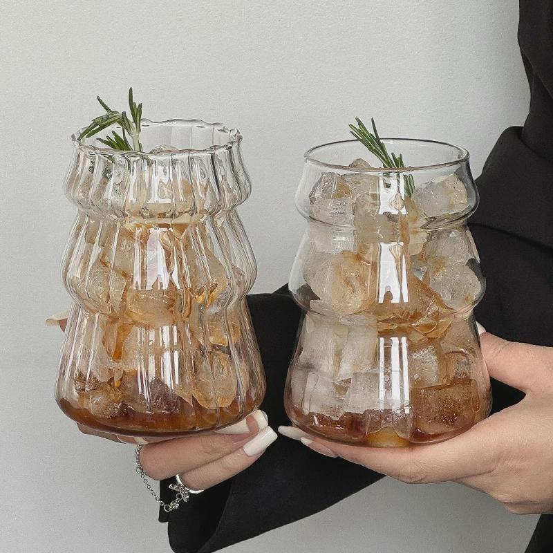Transparent Glass Cup Exquisite Heat-Resistant Tumbler Tea Juice Milk Coffee Mug Water Glasses Stripe Mug Drinkware