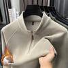Men's Trendy Autumn/Winter Double-Sided Fleece Half-Zip Stand Collar Long-Sleeve T-Shirt Hoodie