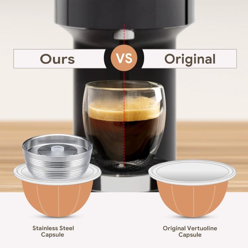 Für Nespresso Vertuoline Pop Vertuo Next Kaffeemaschine Wiederverwendbarer Kaffeekapsel-Filter mit Original-Kapseln Edelstahl