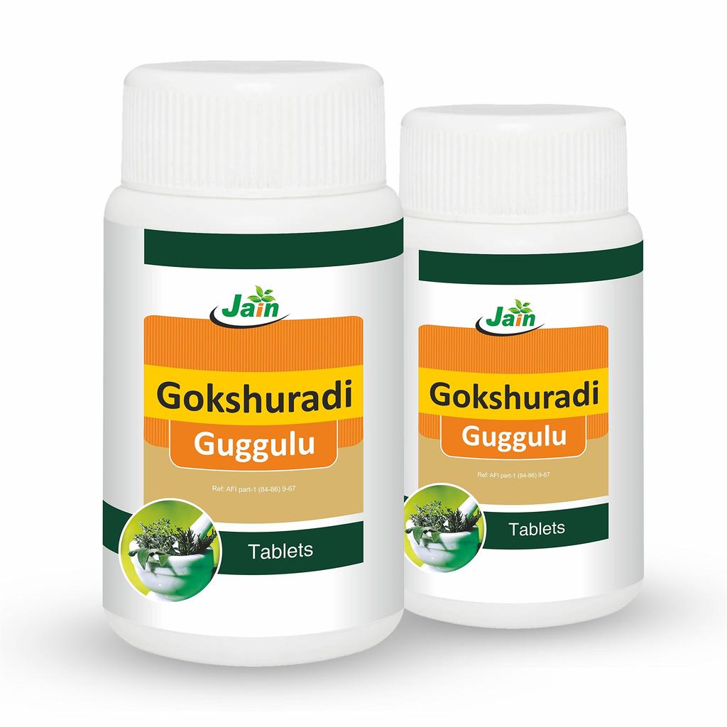 Jain Gokshuradi Guggulu Compresse 80 Pezzi (Confezione da 2) | Formula Erbale Ayurvedica per la Salute Urinaria, Supporto Renale, Disintossicazione e Benessere | Naturale In