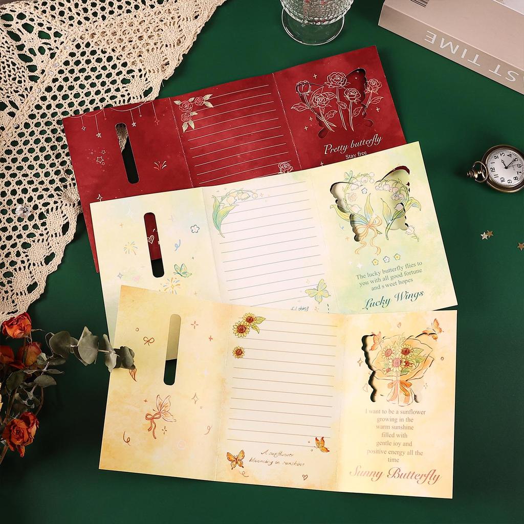 3D Foldable Butterfly Greeting Card - Elegant Couple Gift and Blessing Card