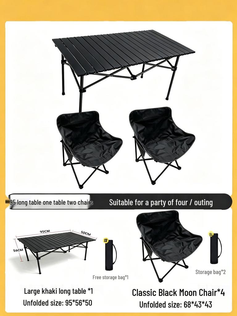 Moon Chair Set: Portable Outdoor Folding Chairs & Fishing Stool (3-Piece)