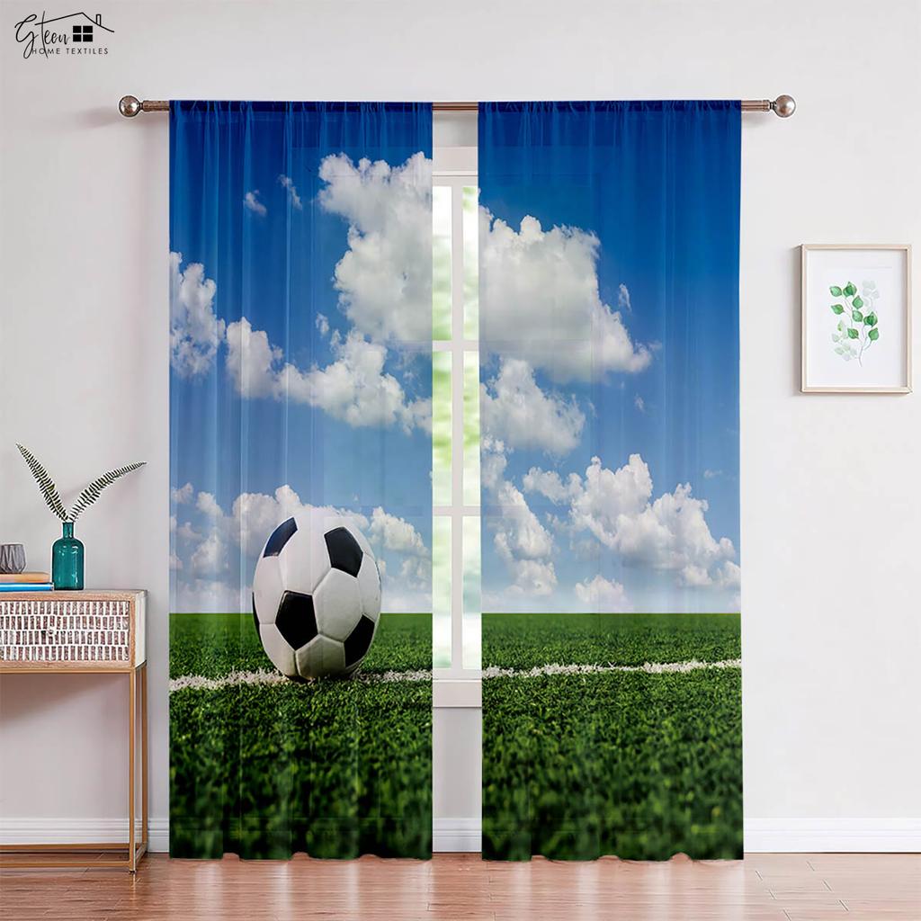 2 Pieces Of Cool Football 3d Printed Curtains Suitable For Bedroom Living Room Dormitory Decorative Curtains Machine Washable