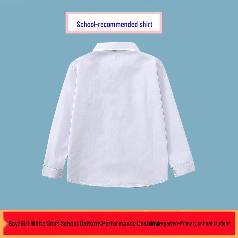 Unisex Kinder weißes Faltenhemd - Schrumpf- & knitterarm