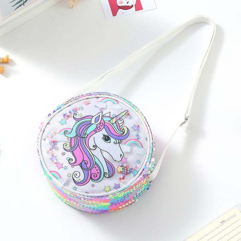 Glitter Rainbow Sequin Fanny Pack & Unicorn Crossbody Backpack for Girls