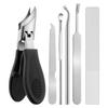 6-Piece Nail Care Set: Oblique Nail Clippers, Nail Scissors, Ingrown Nail Cuticle Nippers, Large Opening Clippers