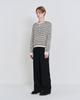 Pokeopeiseu Cable Stripe Henley Neck Knit Ivory