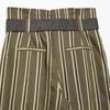 Womens Striped Straight Leg Trousers With Waist Belt Olive Green Casual Pants 2026