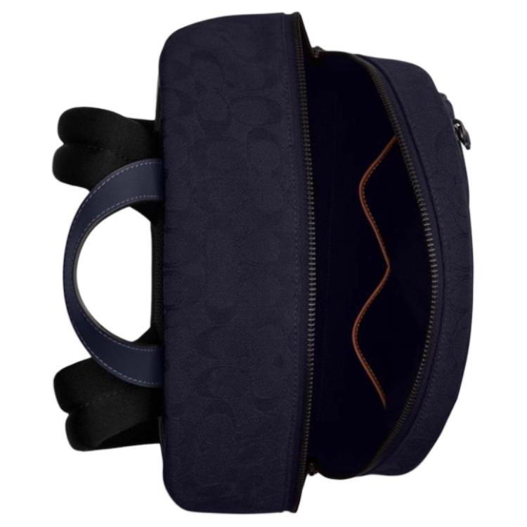 Coach Theo 27 Classic Monogram Fabric Backpack Large Men Backpack Midnight-Navy CAK98-DWP