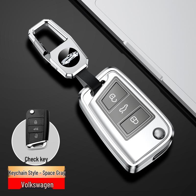 Volkswagen Car Key Case for Lavida, Bora, Tiguan, Santana, Sagitar, Polo, Jetta - Aluminum Alloy Cover