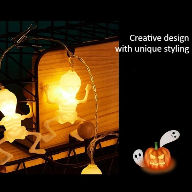 Halloween Skull String Lights LED Spooky Ghost Battery Operated Fairy Lights for Indoor Outdoor Home Yard Horror Party Decor