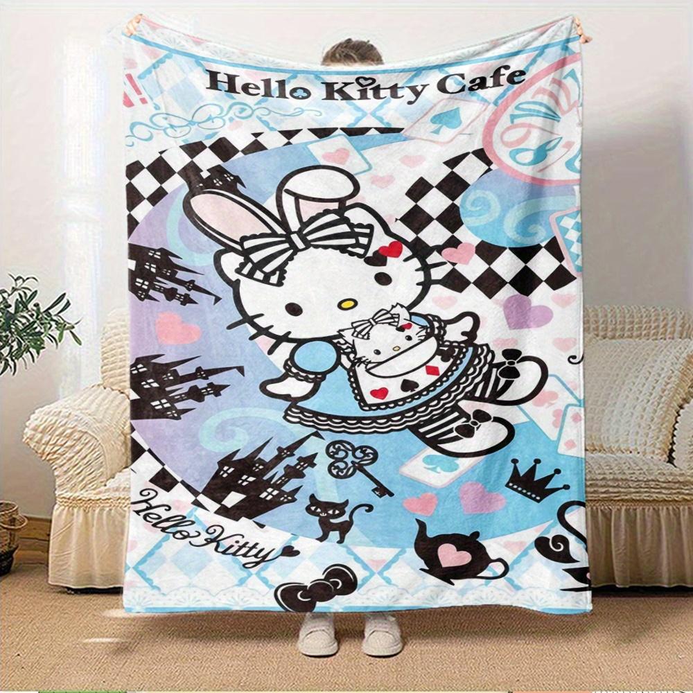 1pc Hello Kitty, Cafe, WonderlandDigital Print Fleece Blanket - Contemporary Style, Suitable for All Seasons, Perfect for Home, Travel, or C