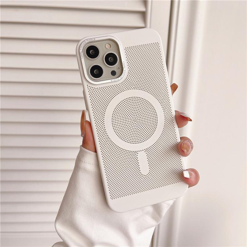 Camera Big Hole Grid Heat Dissipation Magnetic PC Case For iPhone 12 11 Pro Max Non-Slip Anti-fingerprint Back Protector Shell Cover