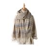 Women Scarf Striped Print Long Scarf Shawl with Tassel Trim Versatile Design Comfortable Shawl Wrap Fashion Accessories