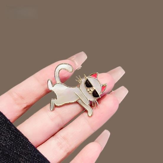 Dancing Kitten Shape Versatile Brooch Zinc Alloy White 1 Pc