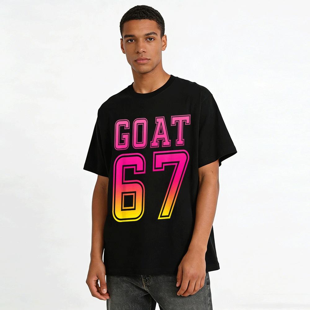 Gradient GOAT 67 Graphic Print Casual Loose Fit Short Sleeve T-Shirt Pure cotton T-shirt