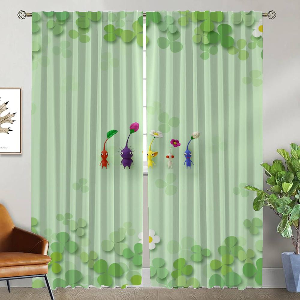 Pikmin Living Room Curtains Home Interior Camera Window Curtain Shades Partition Tulle Bedroom Set Of 2 Modern Made Polyester Washable Sitting Ready