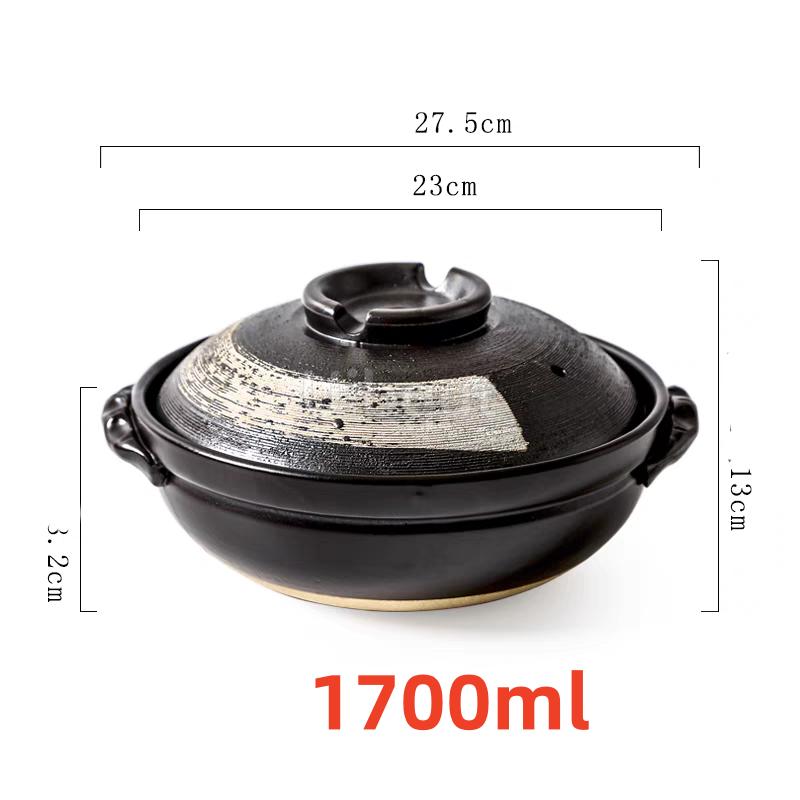 0.9L Ceramic Clay Pot Cooking Casserole soil Japanese Stew Soup Pot With Lid Earthenware Hot Pot Stockpot Dish Pan Cookware