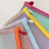 Simple Transparent Zipper Pencil Case Mesh Cosmetic Storage Bag Clear Stationery Bag Nylon Makeup Pouch Portable Travel Handbag