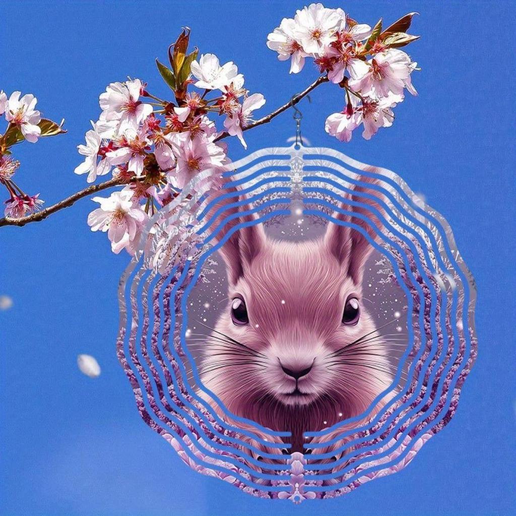 Rosa Hase Muster Windspiel Hängendes Windspiel für Garten Balkon Außendekoration Kunst