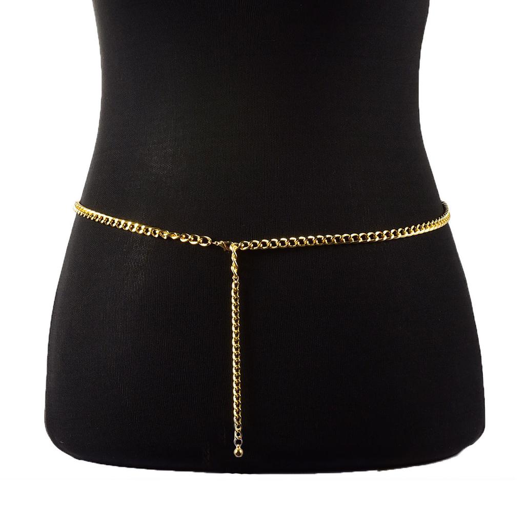 Accessories, punk exaggerated metal chain body chain, women's sexy retro single-layer alloy waist chain.