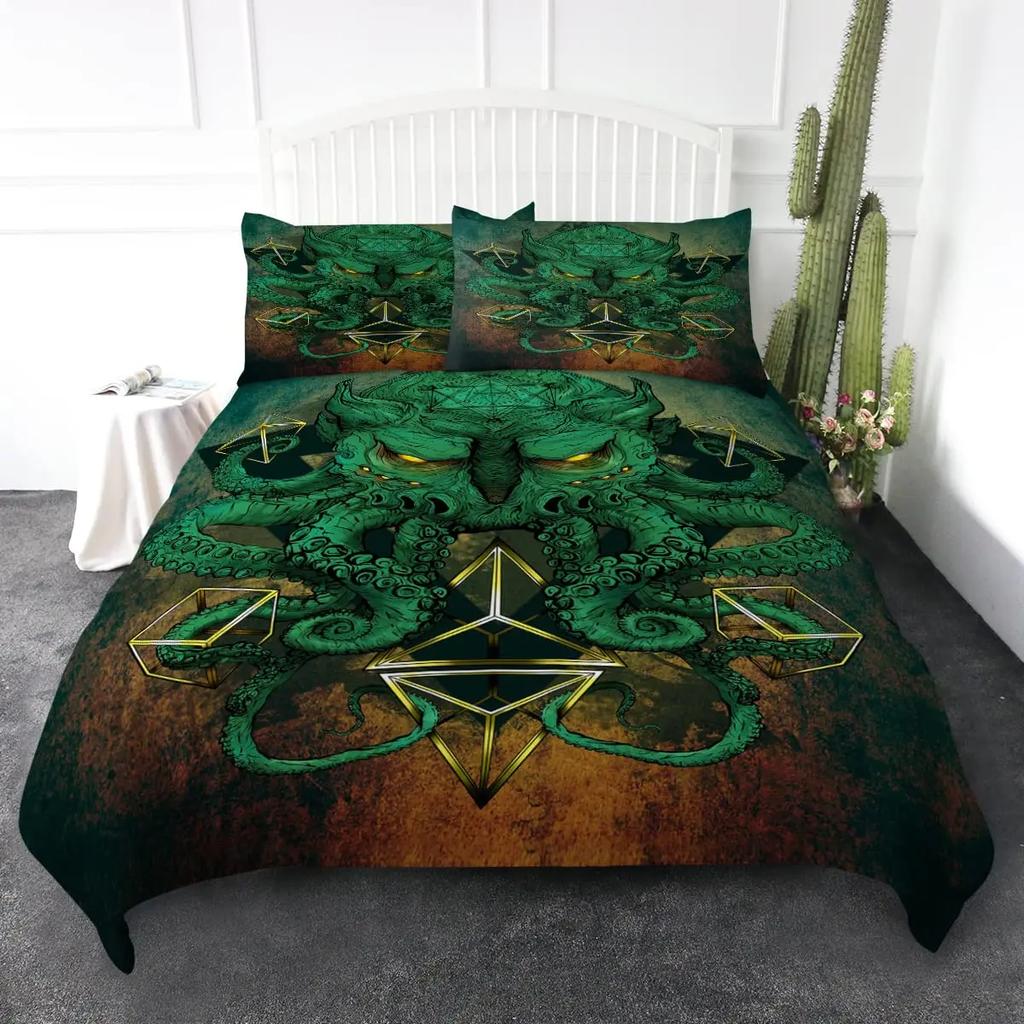 Oktopus Bettbezug Set Oktopus Tentakel Bettwäsche Set Nautisch Ozeanblau Bettwäsche Meer Marine Themen Steppdeckenbezug Doppelbettgröße