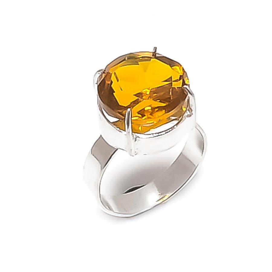 

Natural Citrine Gemstone Handmade 925 Sterling Silver Jewelry Ring Size 8 ETC-13383