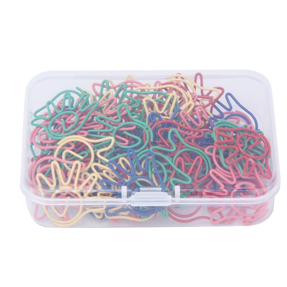 60pcs with Storage Box Paper Clip Hand Shaped School Stationery Cute Memo Clips  Office Supplies
