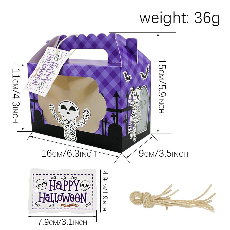 12PCS Halloween Party Trick or Treat Paper Goodie Candy Bags with Window, 4 Design Mix